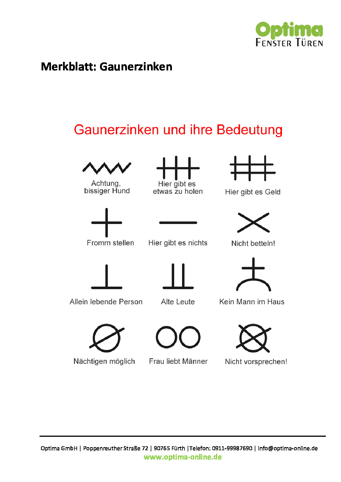 Vorschaubild von Dokument: Gaunerzinken