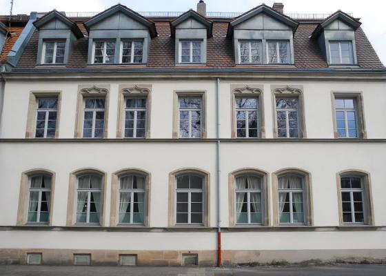 Denkmalfenster in hellem grau