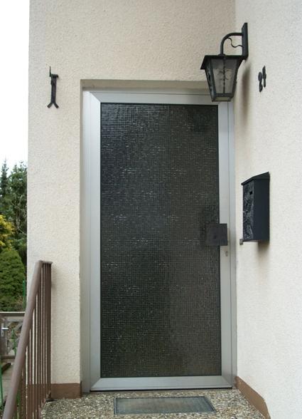 Alte Haustür mit silbernem Rahmen 